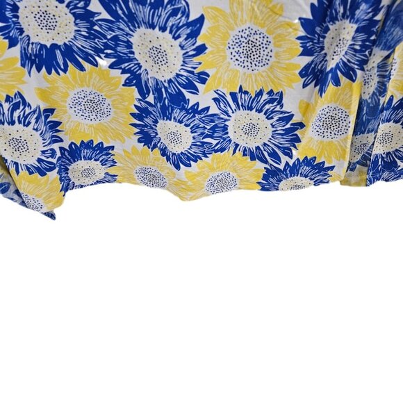 IBKUL Ruthie Sunflower UPF 50 Long Sleeve Quarter Zip Mock Neck Top Yellow Blue - Picture 11 of 14